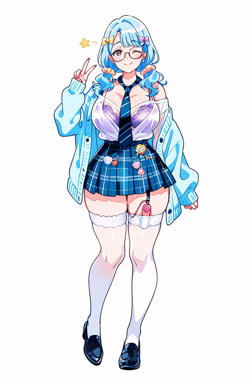 Pastel Color Purse Charm, Cheerful Gyaru, Glasses Hentai IA pornografia