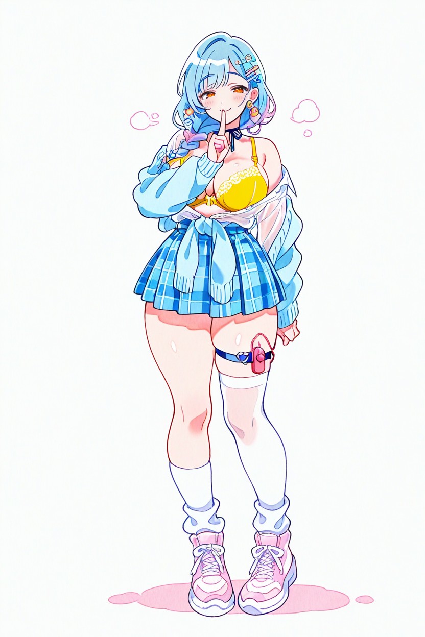 White Background, Expression Suffisante, Decora Hair Clips Porno IA Hentai