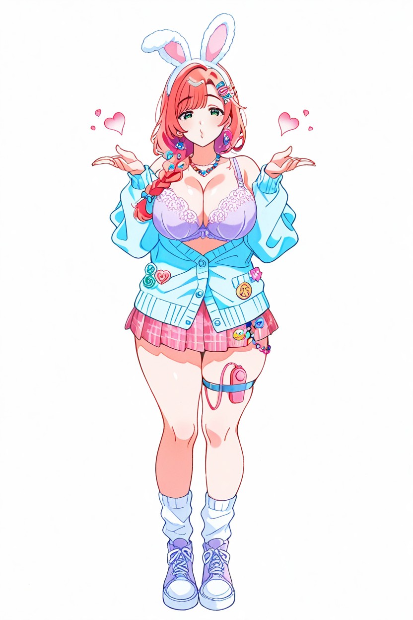 Thick Thighs, Bunny Ear Headband, Clean Composition Hentai AI Porn