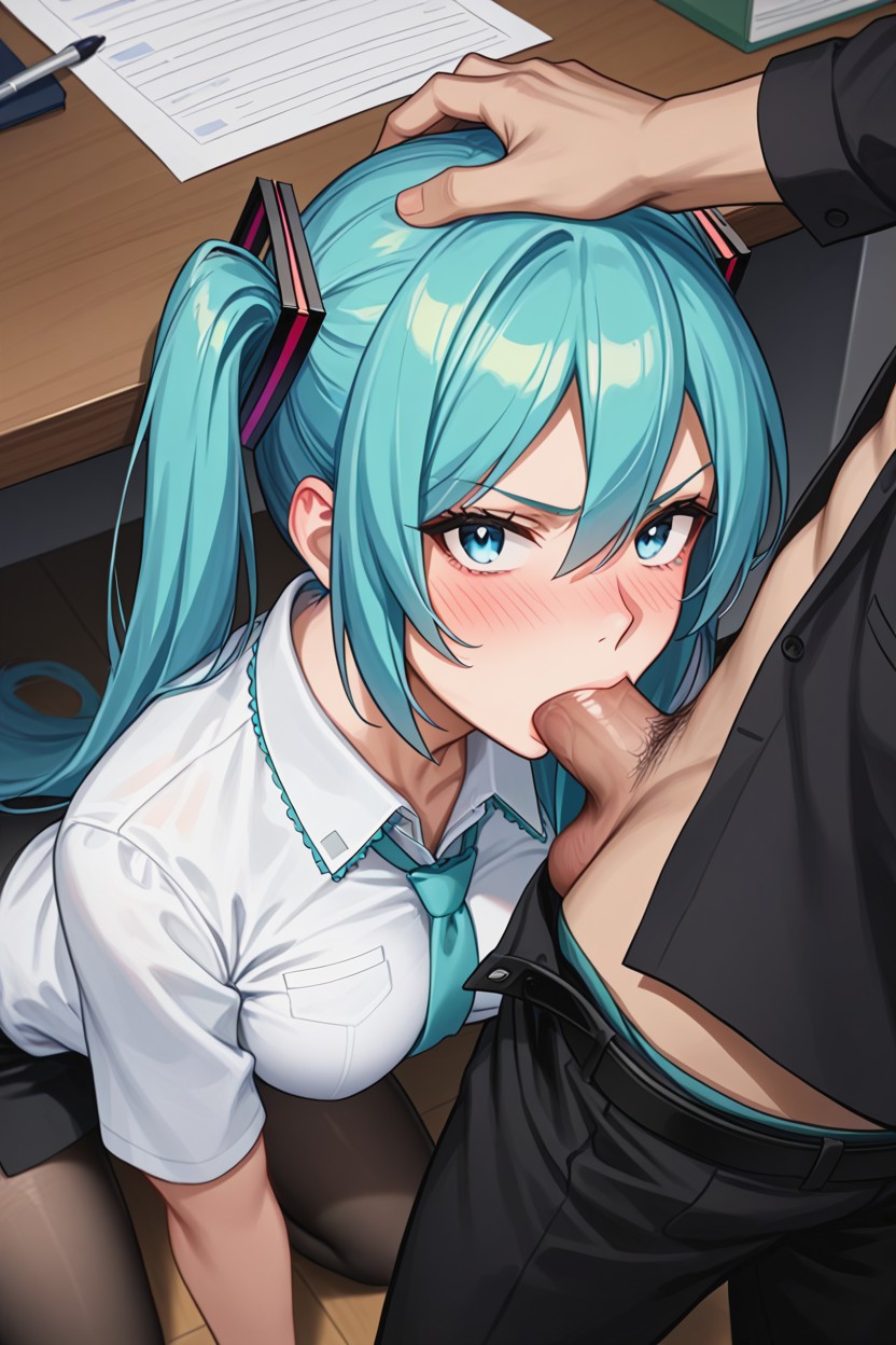 Sorprendida, Under Desk, Under Desk Position Hentai IA