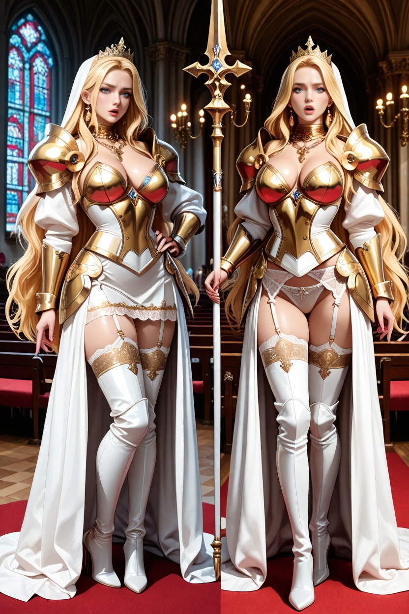 De Pie, Throneroom, Sexy Armor Skirt Hentai IA