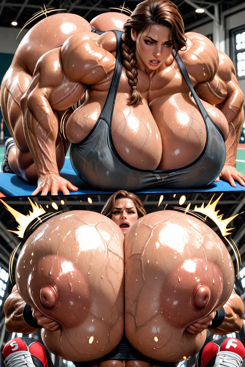 Breasts Bursting Out Of Clothes, Massive Breasts, Thick Thighs Hentai AI Porn