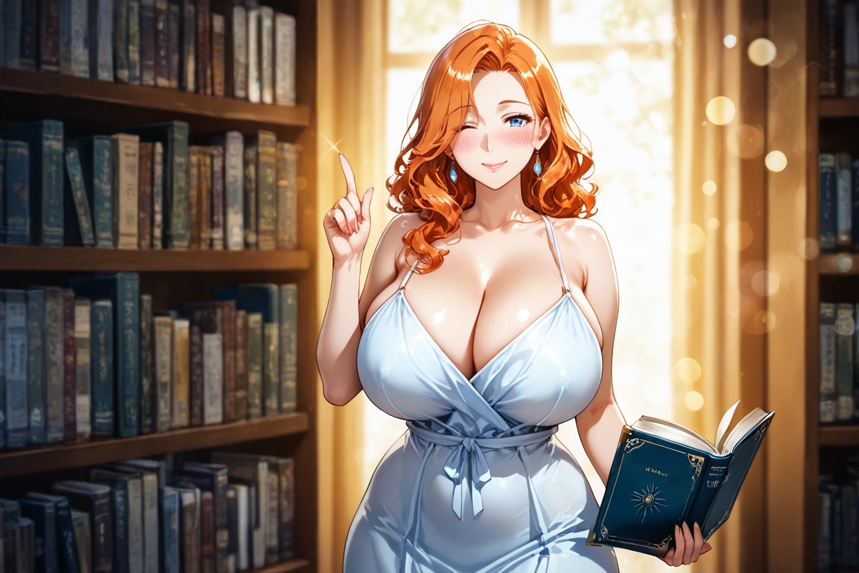 Blushing, Blue Eyes, Huge Breasts Porno IA Hentai