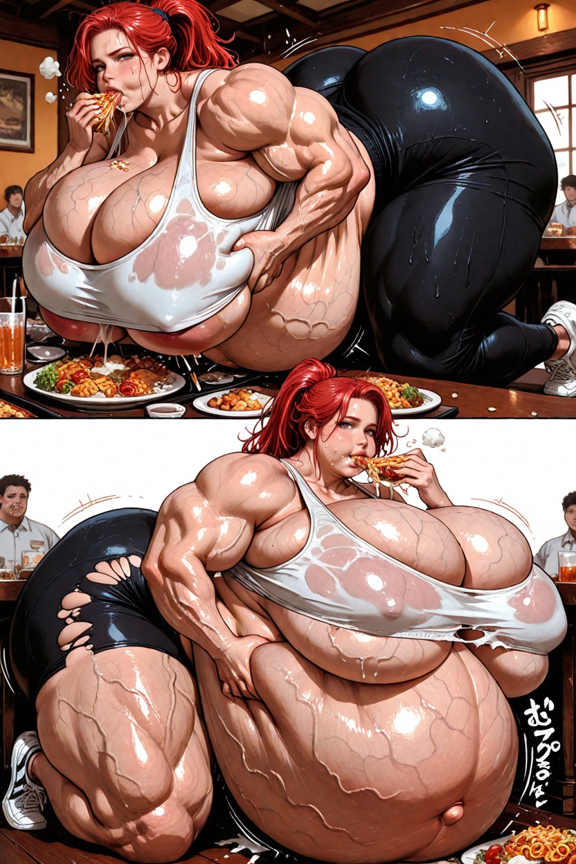 Huge Muscles, Eating, Torn Clothes Hentai AI Porn
