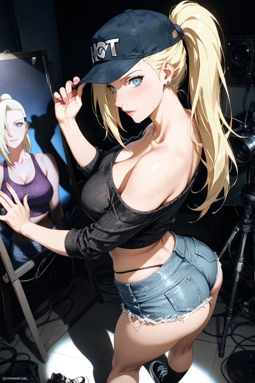 Pechos Medianos, Led Panel, Top Corto Hentai IA