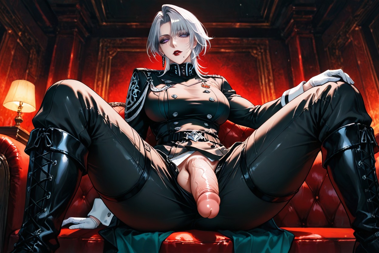 Military White Gloves, Back Lit, Extremadamente Musculoso Hentai IA