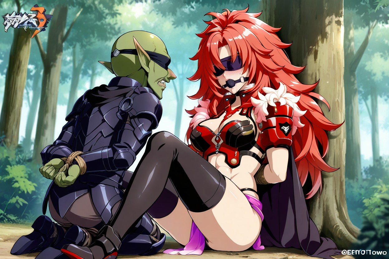 Female Gag, Femal Blindfold, Front Of Male Goblin Hentai IA
