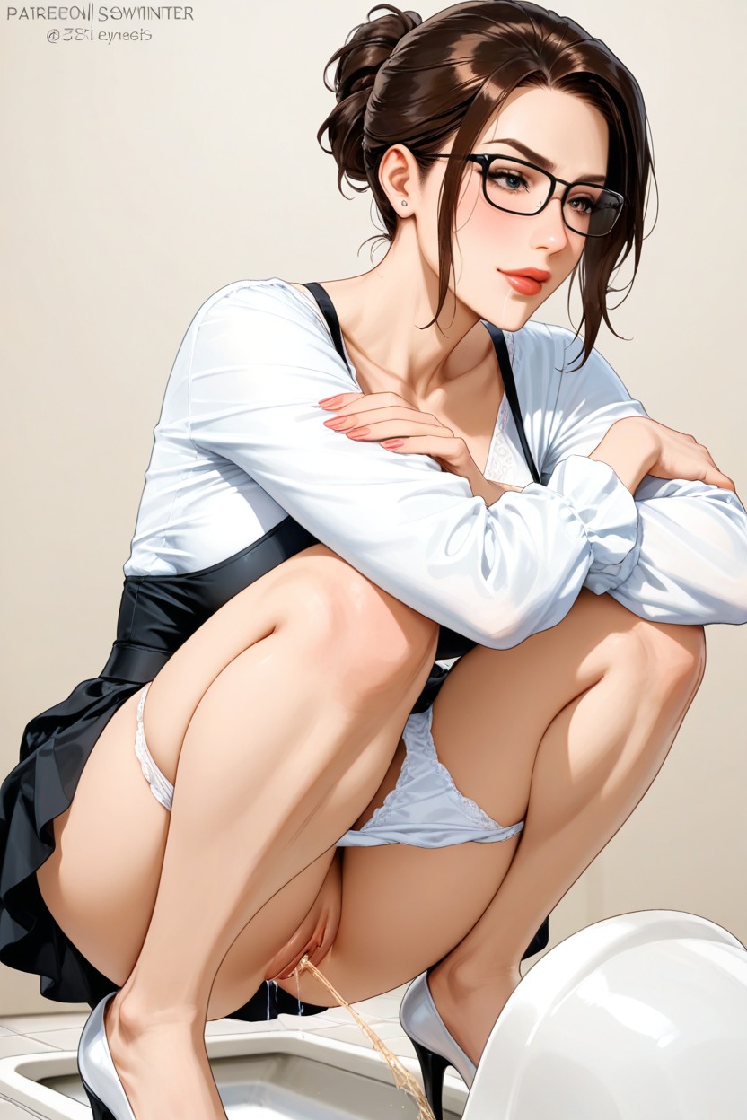 귀여운 얼굴, Squatting On Grating, Dripping Pussy 헨타이 AI 포르노