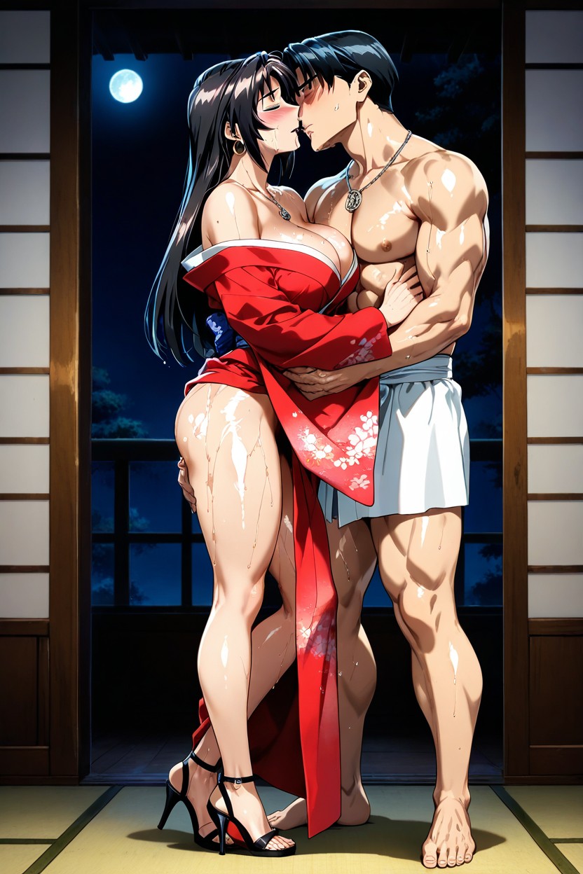 Corps Entier, At Night, Oiled Skin Porno IA Hentai
