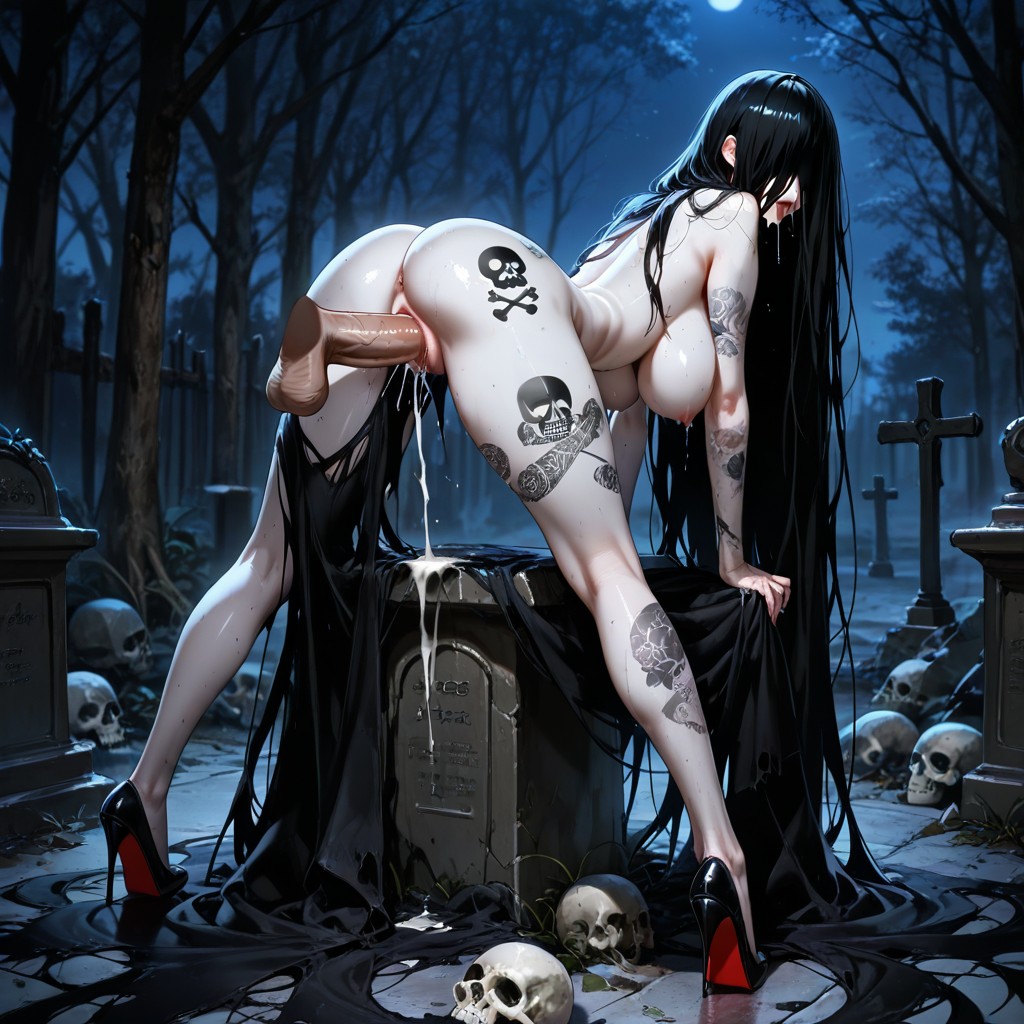 Breasts Exposed, Heels And Vagina Visiable, Sadako Porno IA Hentai