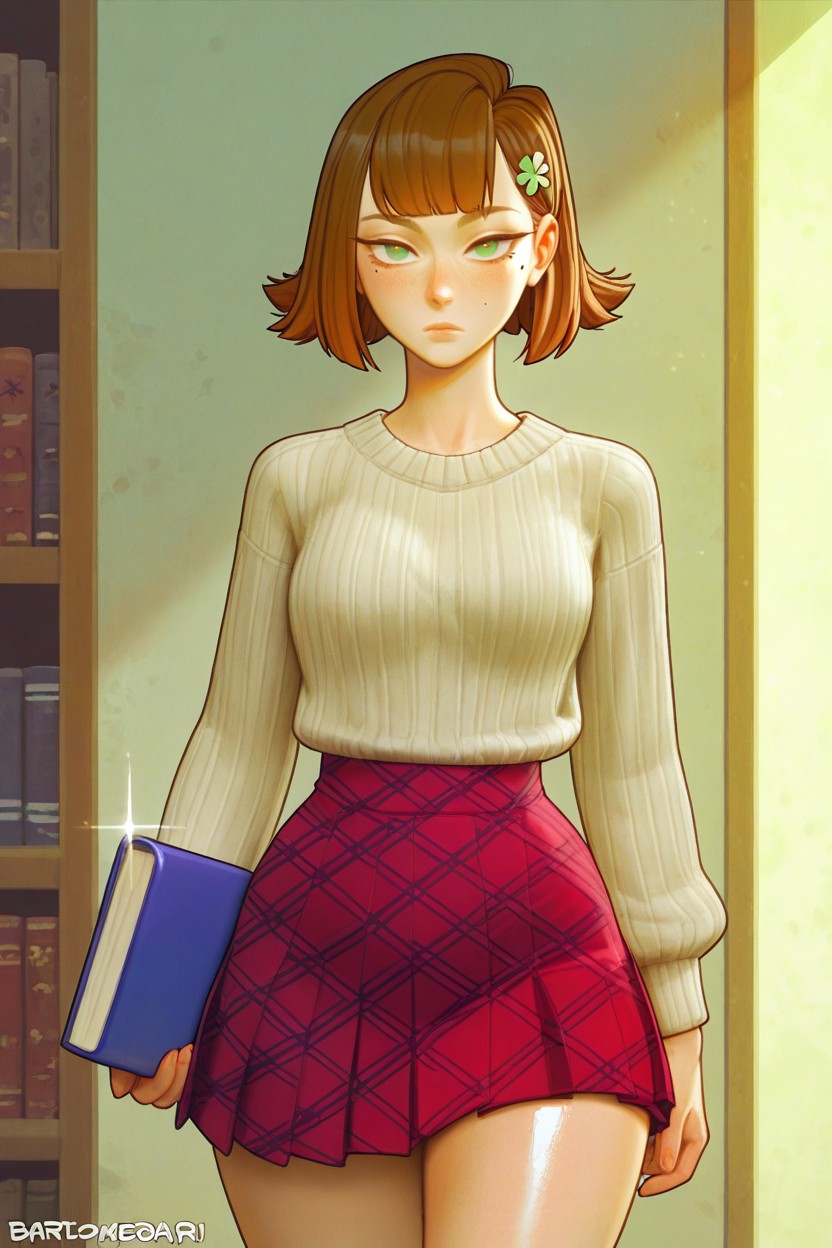 Beige Sweater, Komi Anime Style, Pink Nose Porno IA Hentai