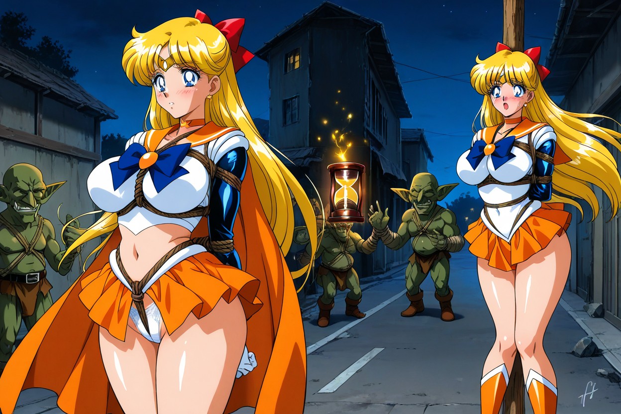 Legs Tied, Glowing Rope, Blue Eyes Porno IA Hentai