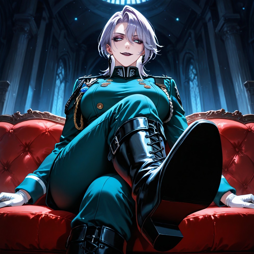 Piercing Eyes, Military White Gloves, Structured Uniform Porno IA Hentai
