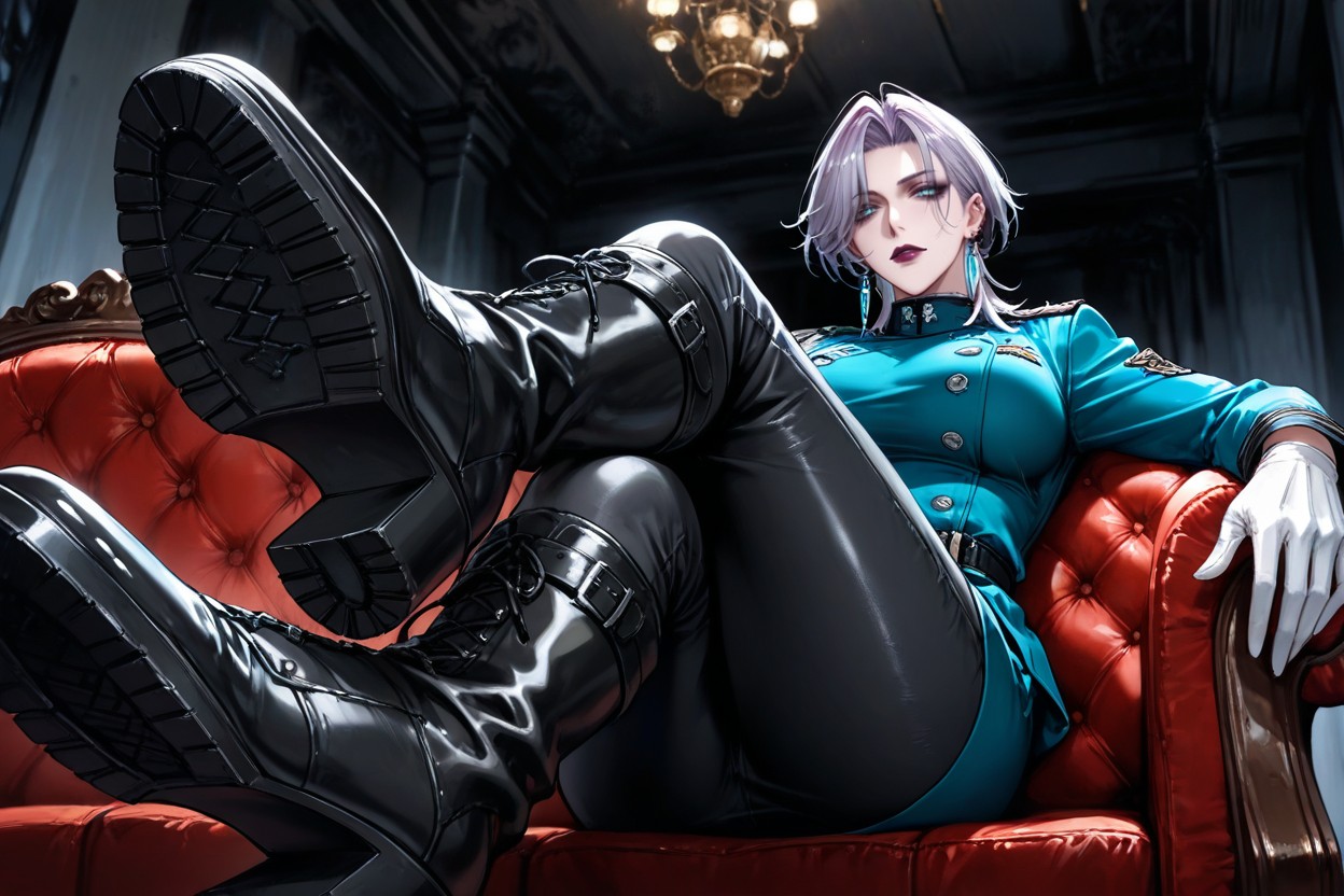 Wolfcut Hair, Sharp Contrast, Silvery Lavender Hair Porno IA Hentai