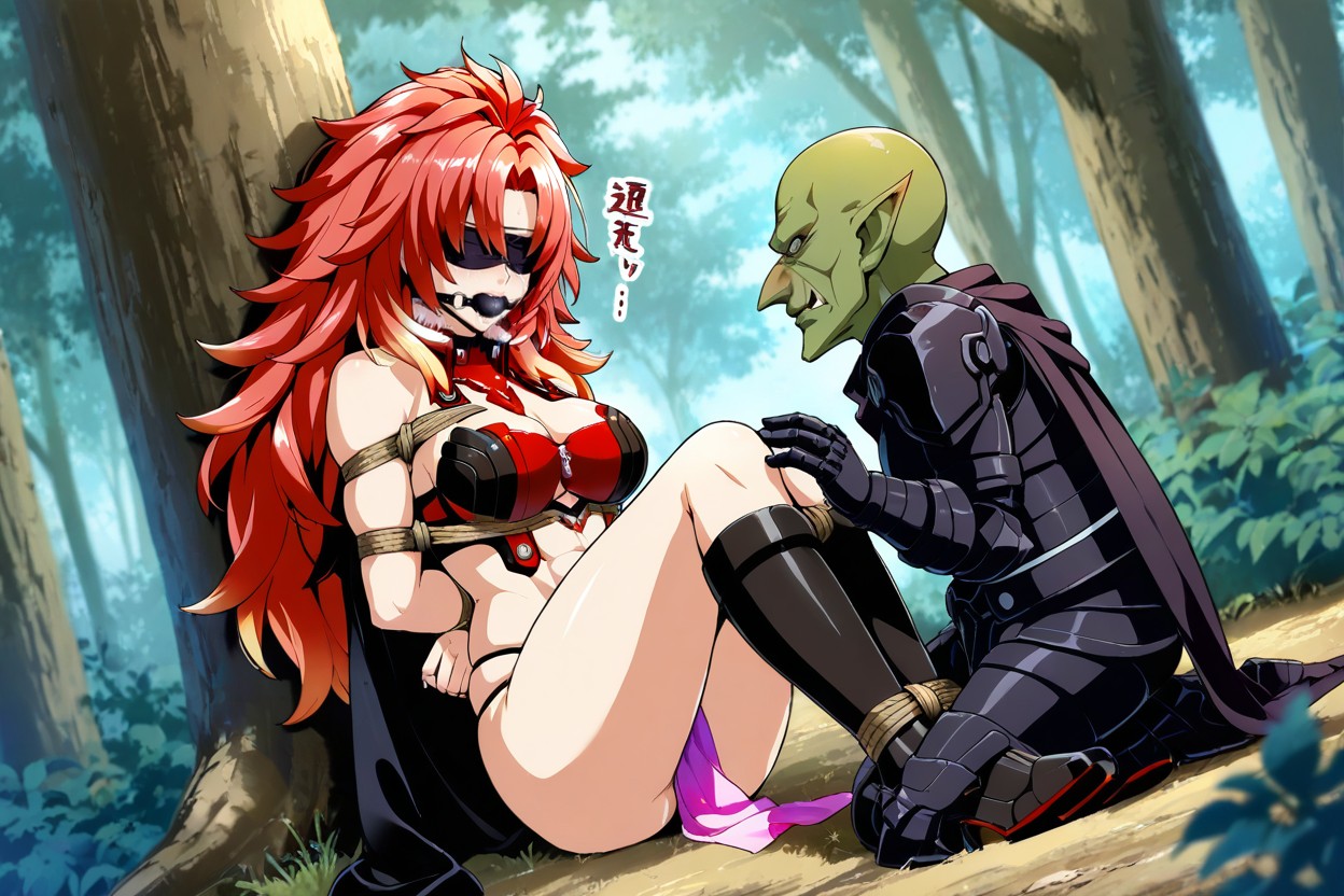 Front View, Female Full Black Armor, Female Gag Hentai KI Porno