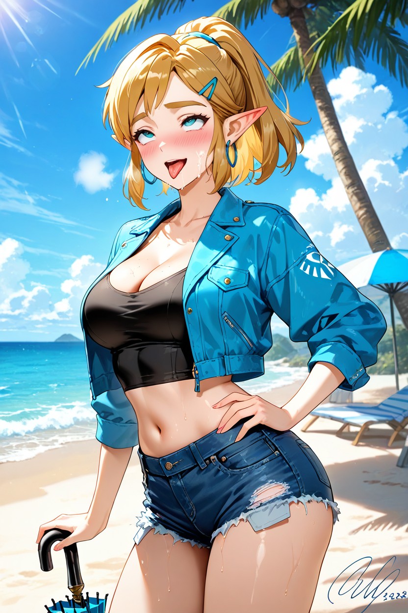 Cropped_jacket, Shirt, Ponytail Hentai AI Porn