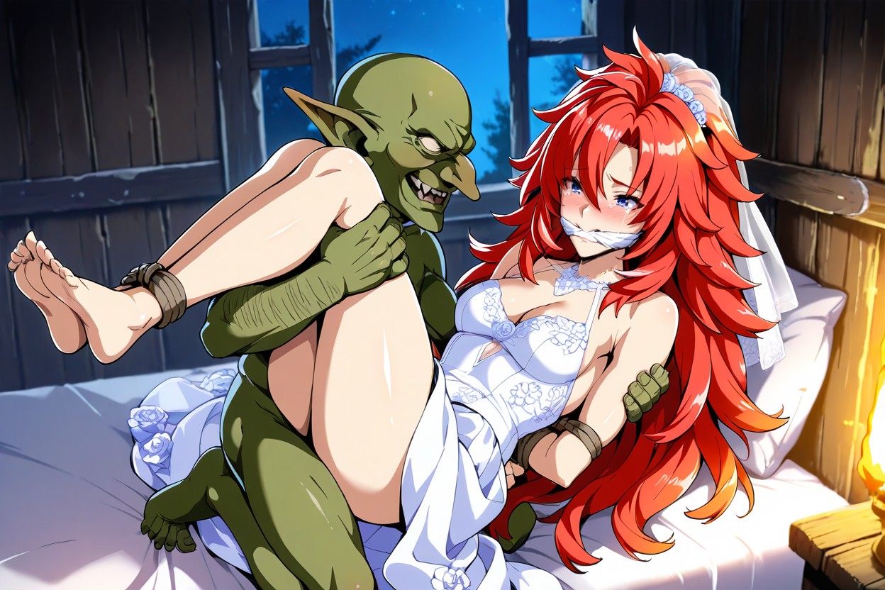 Side View, Female Taller Than Goblin, Goblin Happy Hentai AI Porn