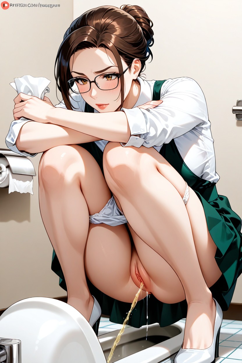 Holiday Name Badge On Right Breast, White Shoes, Nylonstrümpfe Hentai KI Porno