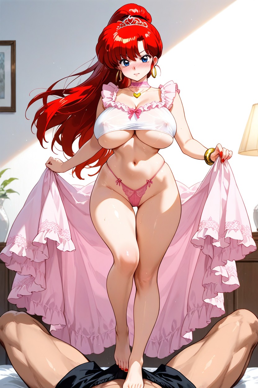 Red Toenails, Front View, Blue Eyes Hentai IA