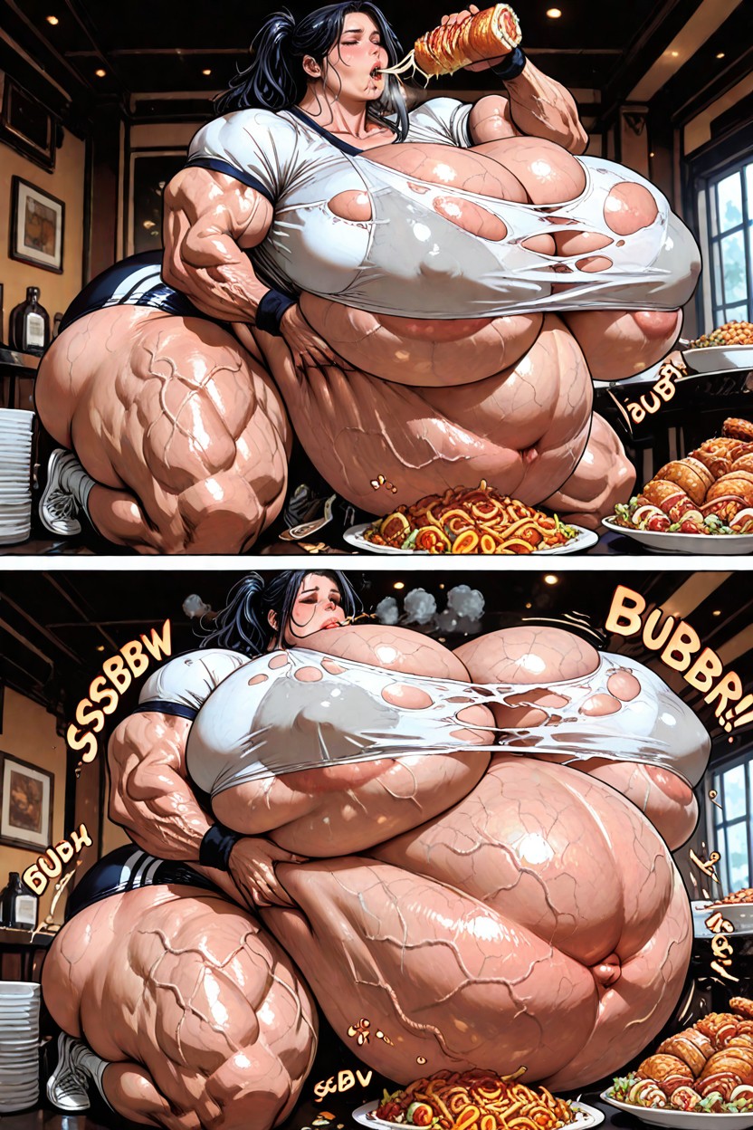 Belly Inflation, Ultra Massive Breasts, Overeating Hentai IA