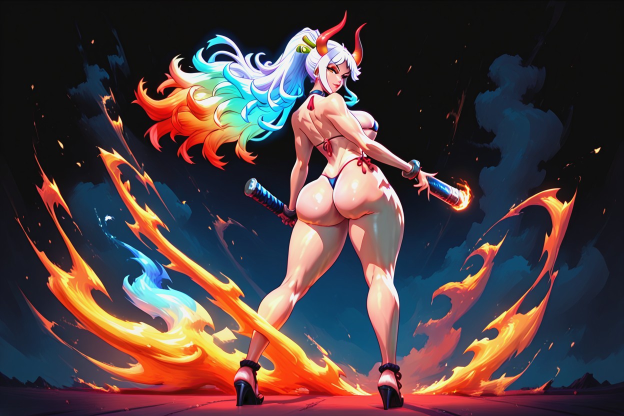 Glossy Surfaces, No Bikini Tan Line On Her Ass, Mirando Al Espectador Hentai IA