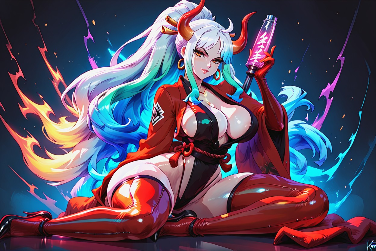 Soft Shading, Vibrant Colors, Figura Reloj De Arena Hentai IA