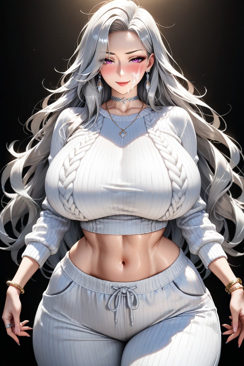 Long Flowing Very Thick Voluminous Hair, Ultra Detailed, White Colored Sweater And Sweatpants Porno IA Hentai