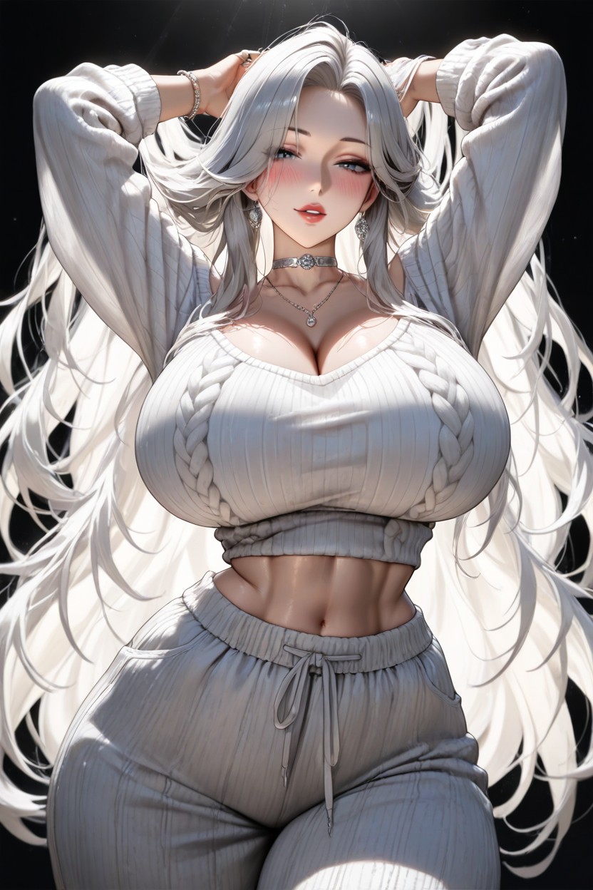 18+, Lots Of Silver Jewelry, Perfect Waist Hentai IA