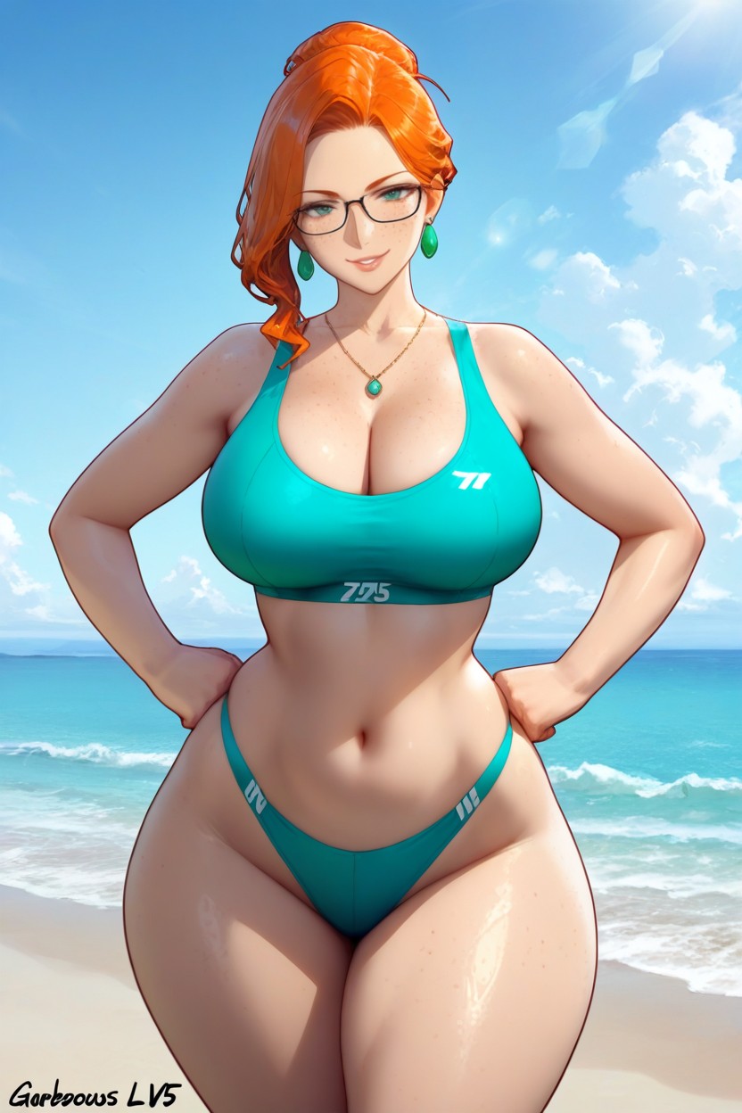 Vista Frontal, Extremely Beautiful Woman, Moño Hentai IA