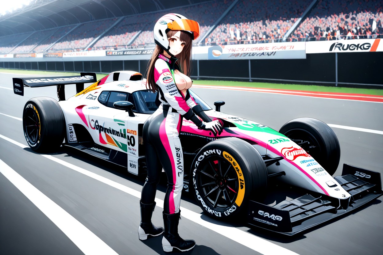Racing Gloves, Sitting In A Formula Racing Car, Sexy Korean Idol Hentai AI Porn