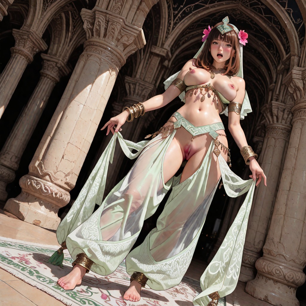 Arabian Architecture, Bare Feet, Wispy Hair Bangs Hentai IA pornografia