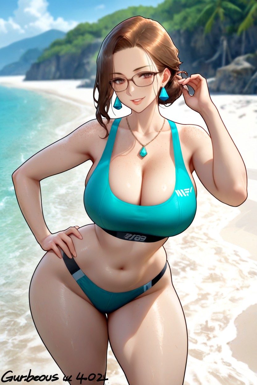 Looking At Viewer, Standing, Thick Thighs Porno IA Hentai