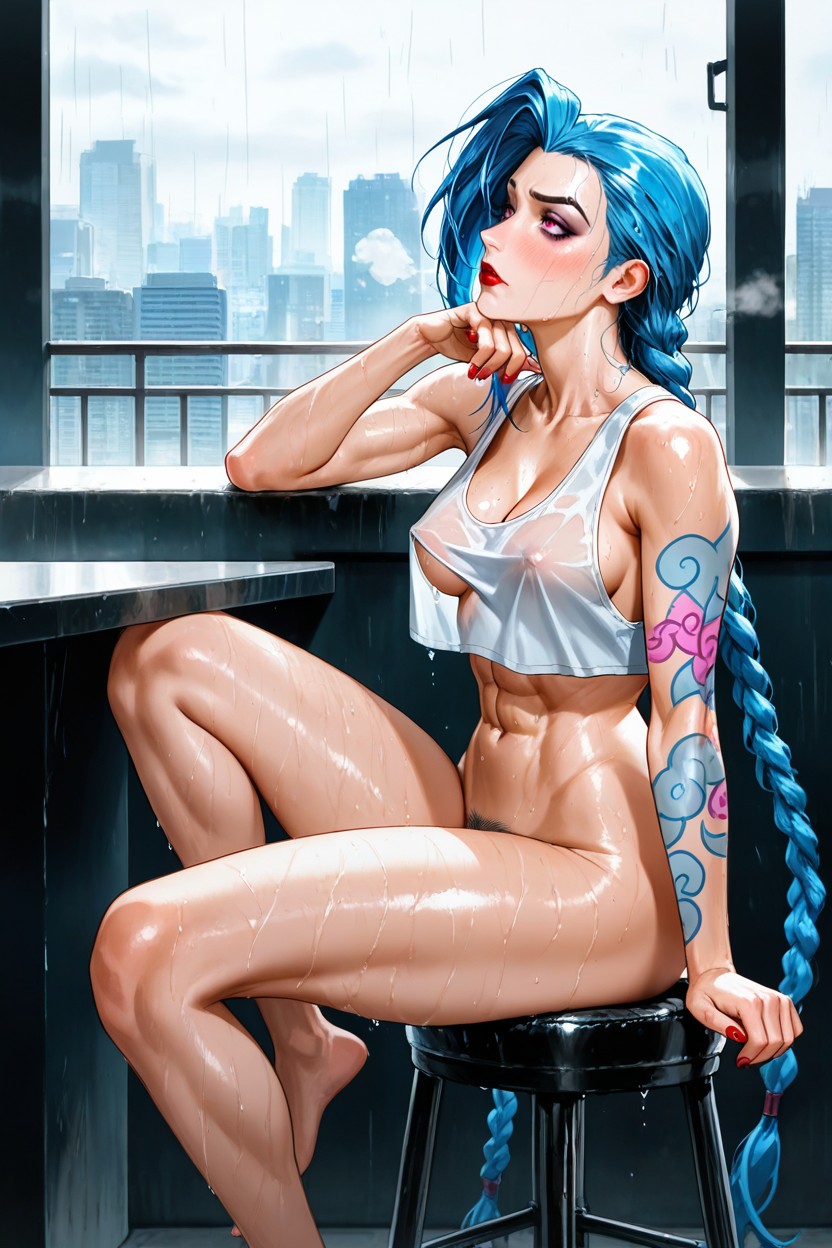 Pubic Hair, Sit On Stool, Horny ヘンタイAIポルノ