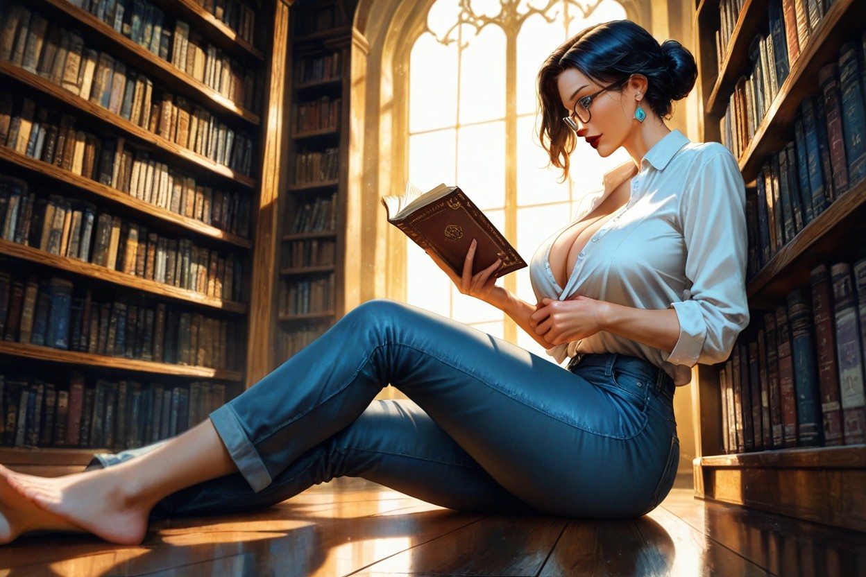 Cluttered With An Open Book, Indienne, Low Angle Shot Porno IA Hentai