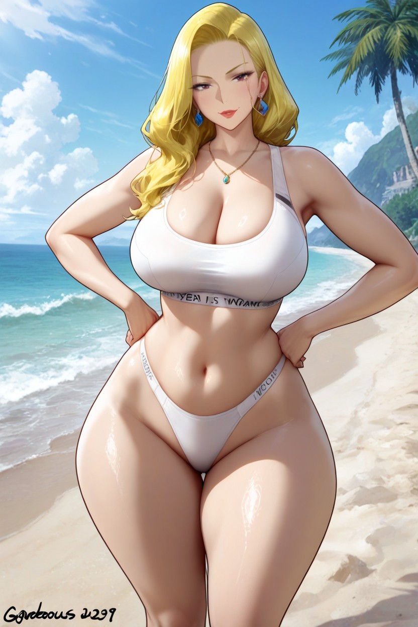 Tall Woman, Naked, White Thong Hentai AI Porn