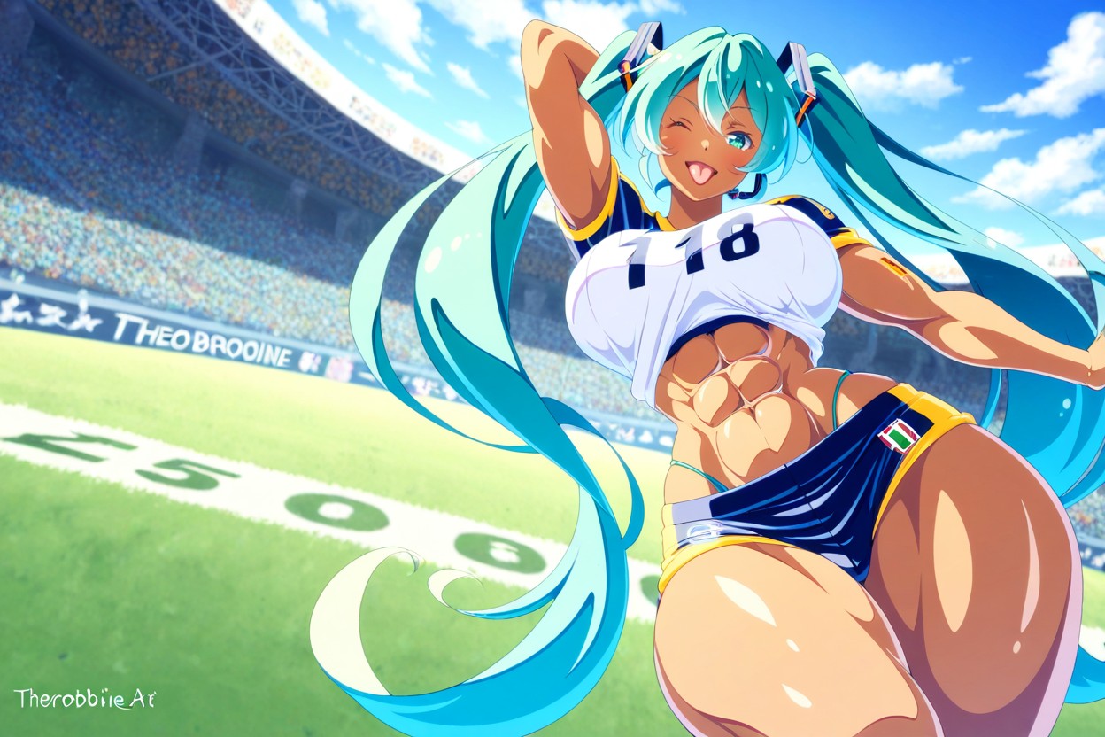 Low Angle, Tanned, Super Abs Hentai AI Porn