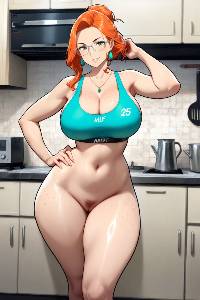 Glasses, Side View, Hands On Hips Hentai AI Porn