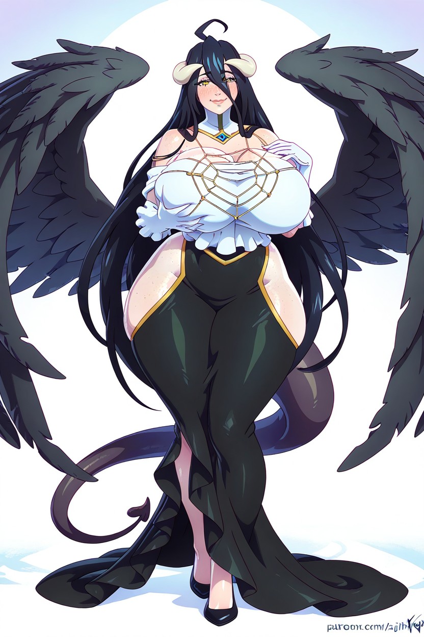 Albedo From Overlord, Large Plump Lips, Massive Saggy Breasts Hentai AI Porn
