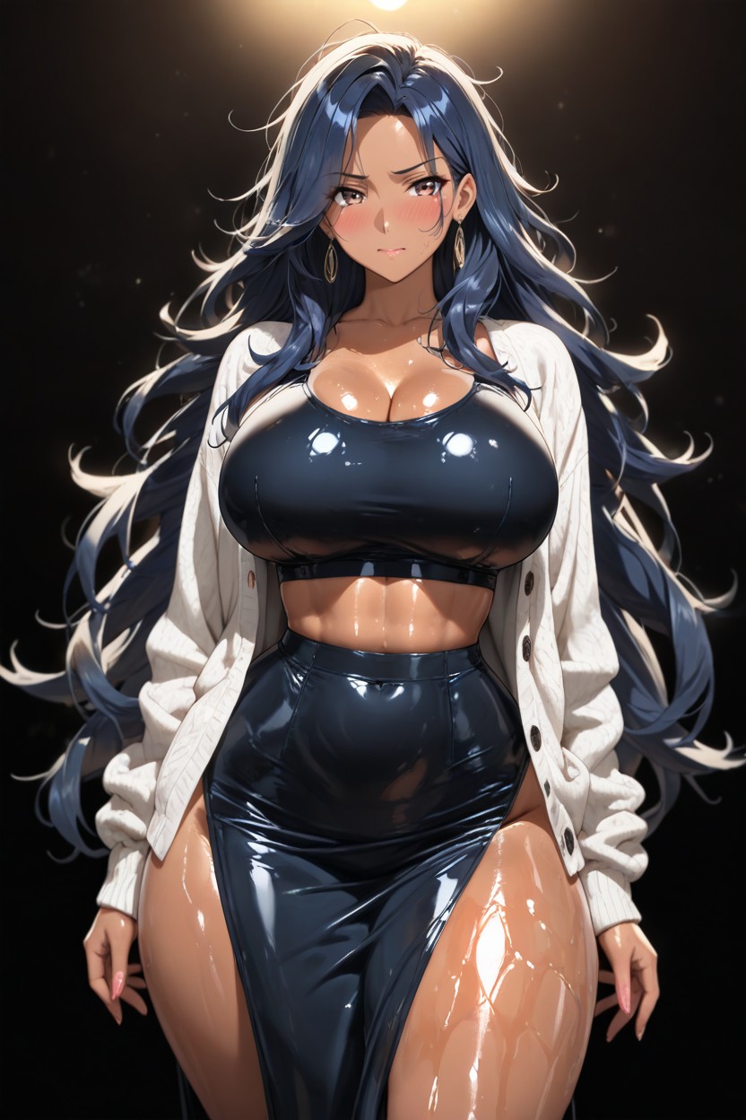 Accurate Anatomy, Simple Black Background, Blushing Cheeks Hentai AI Porn