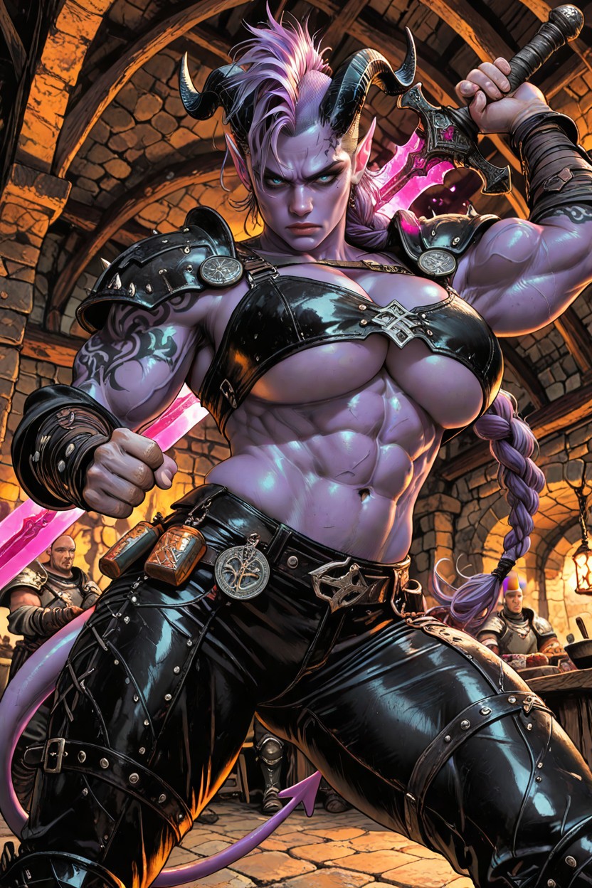 Braided Hair, Blue Eyes, Armor Hentai AI Porn