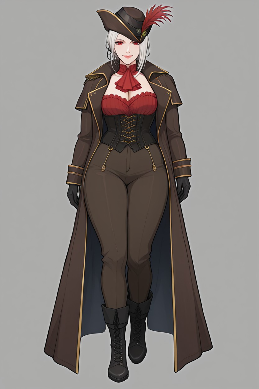 Hourglass, White Ruffled Blouse Underneath, Lady Maria Of The Astral Clocktower Hentai AI Porn
