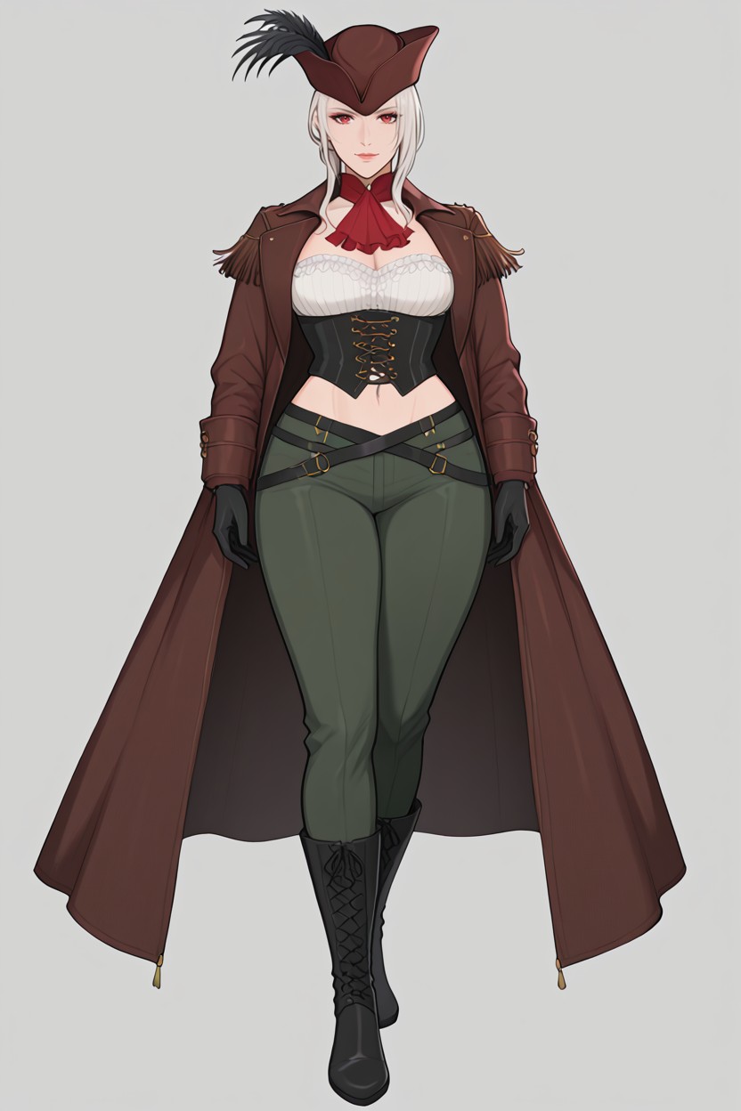 No Background, Black Boots, Hat Tilted Slightly Hentai AI Porn