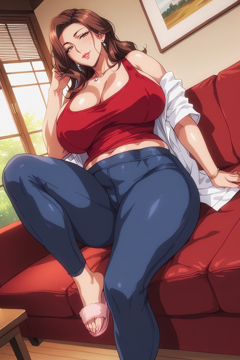 Long Eyelashes, Massive Breasts, Open Clothes Hentai AI Porn