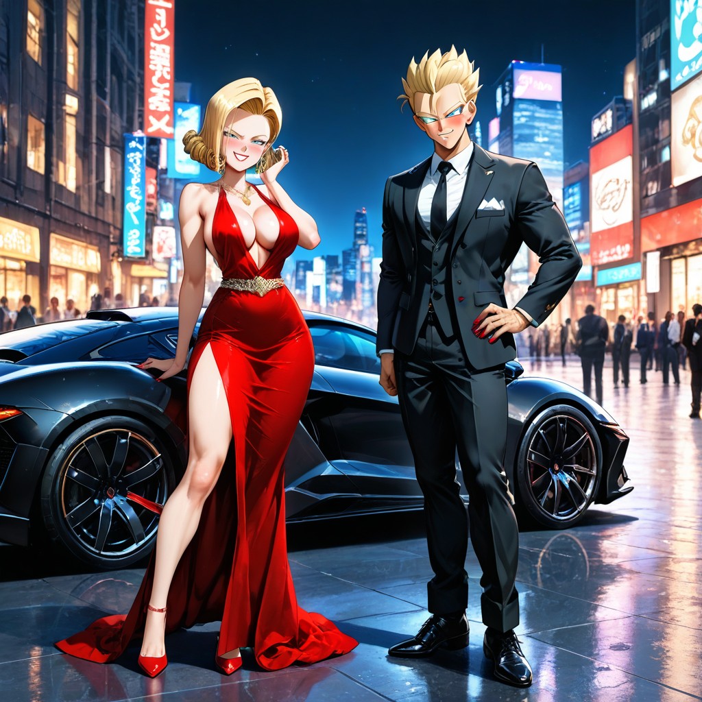 Marilyn, Male Has Excessive Muscles, Marilyn Curly Bob Hairstyle Hentai AI Porn