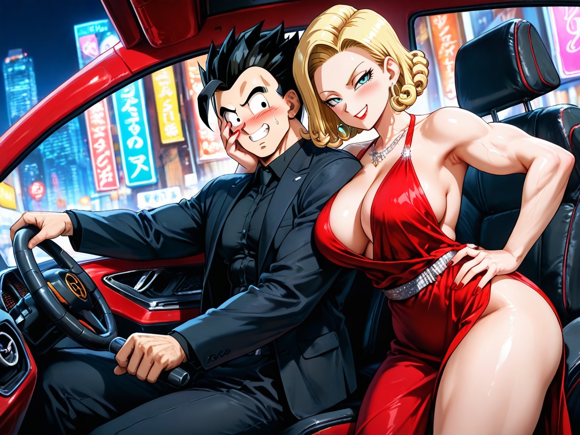 Horny, Marilyn, Her Arm Around The Man's Neck And Her Hand On His Cheek Both Look Incredibly Elegant And Attractive Hentai AI Porn