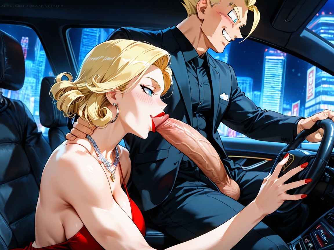 Gigantic, Her Arm Around The Man's Neck And Her Hand On His Cheek Both Look Incredibly Elegant And Attractive, Curly Hentai AI Porn
