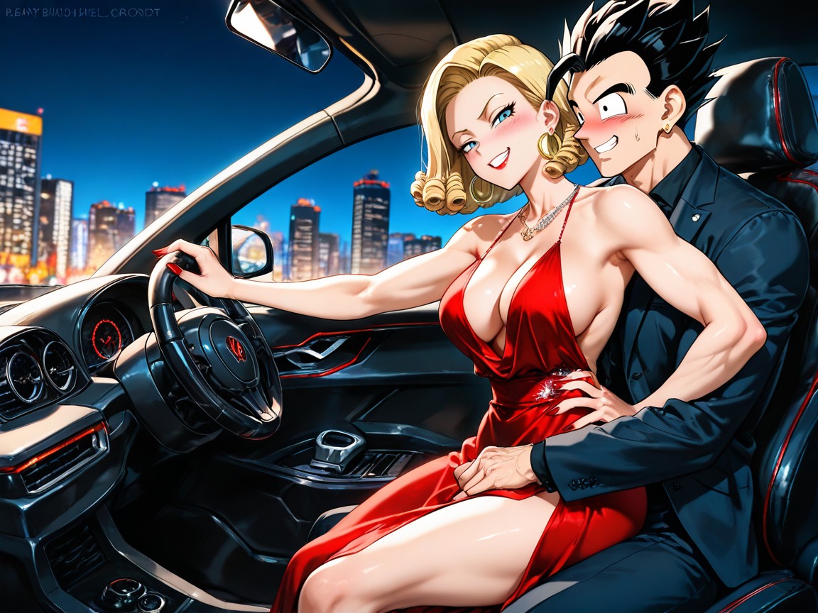 Mischievous Smiles, Short Length, Hoop Earrings Hentai AI Porn