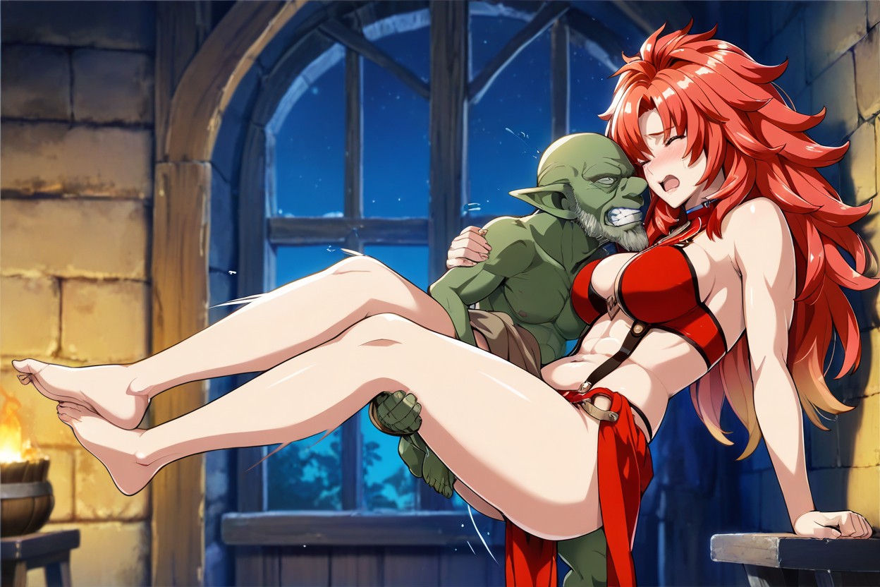 Balde Goblin, Female In Red Cloth, Scared Hentai AI Porn