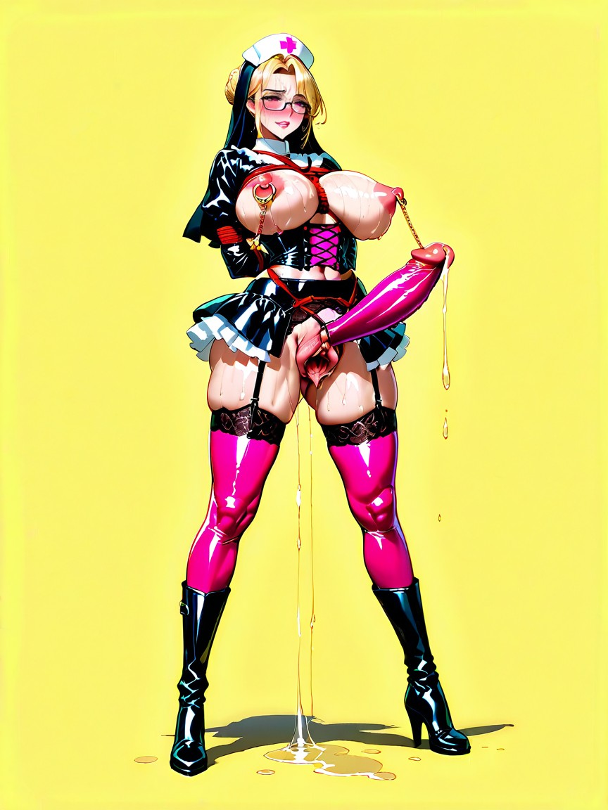 Super Long Legs, Exposed Breasts, Lace Corset Porno IA Hentai