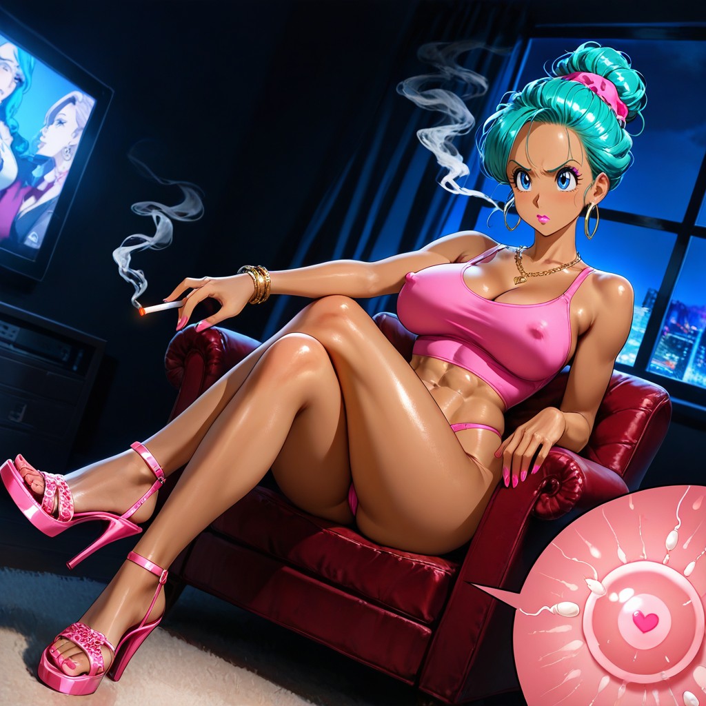 Turquoise Hair, Panic, Large Breast Hentai AI Porn